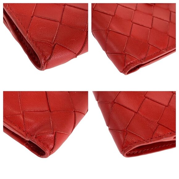 BOTTEGA VENETA Red Leather Intrecciato Wallet - Picture 7 of 9